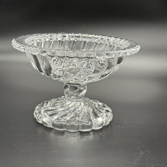 Vintage Fostoria Colony Clear Glass Footed Compote Candy Dish Bowl 4" Tall - Picture 5 of 9